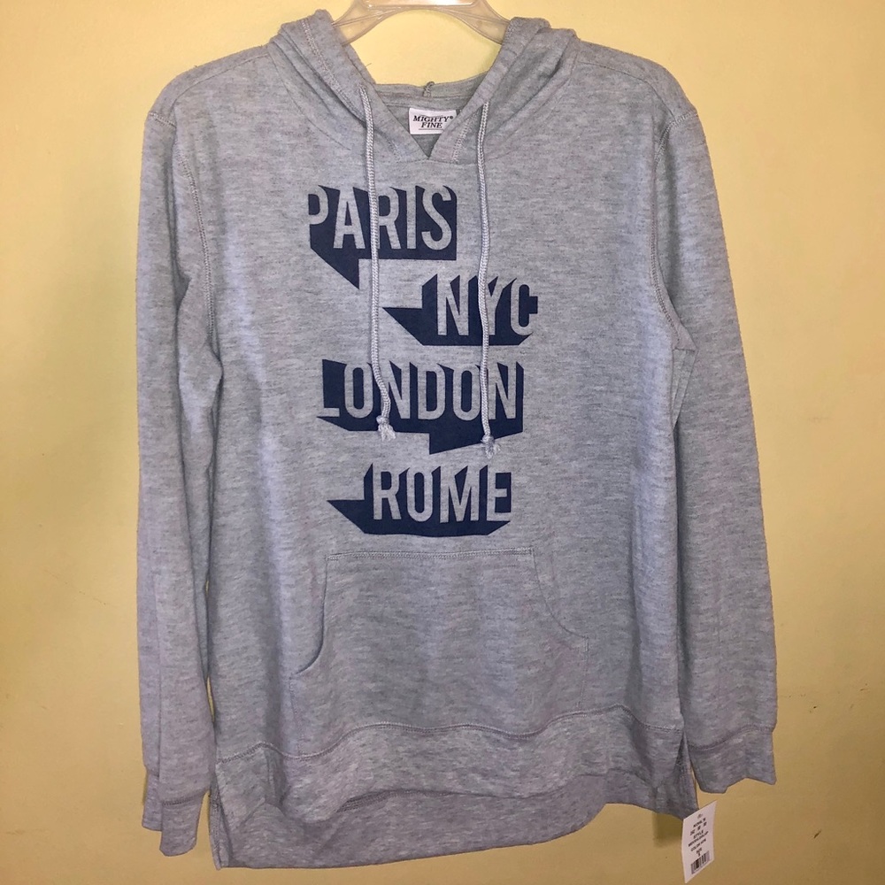 BRAND NEW! Mighty Fine women’s grey hoodie Size S